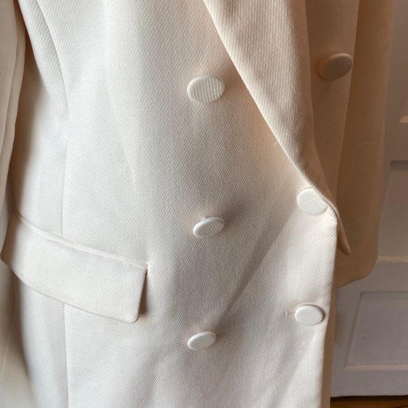 NWT Zara Ecru Double Breasted Long Blazer Coat Jacket, Size XL - Picture 12 of 17